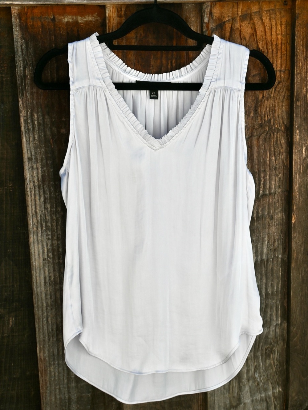 Banana Republic Sheer Pale Gray/Silver V-Neck Tank